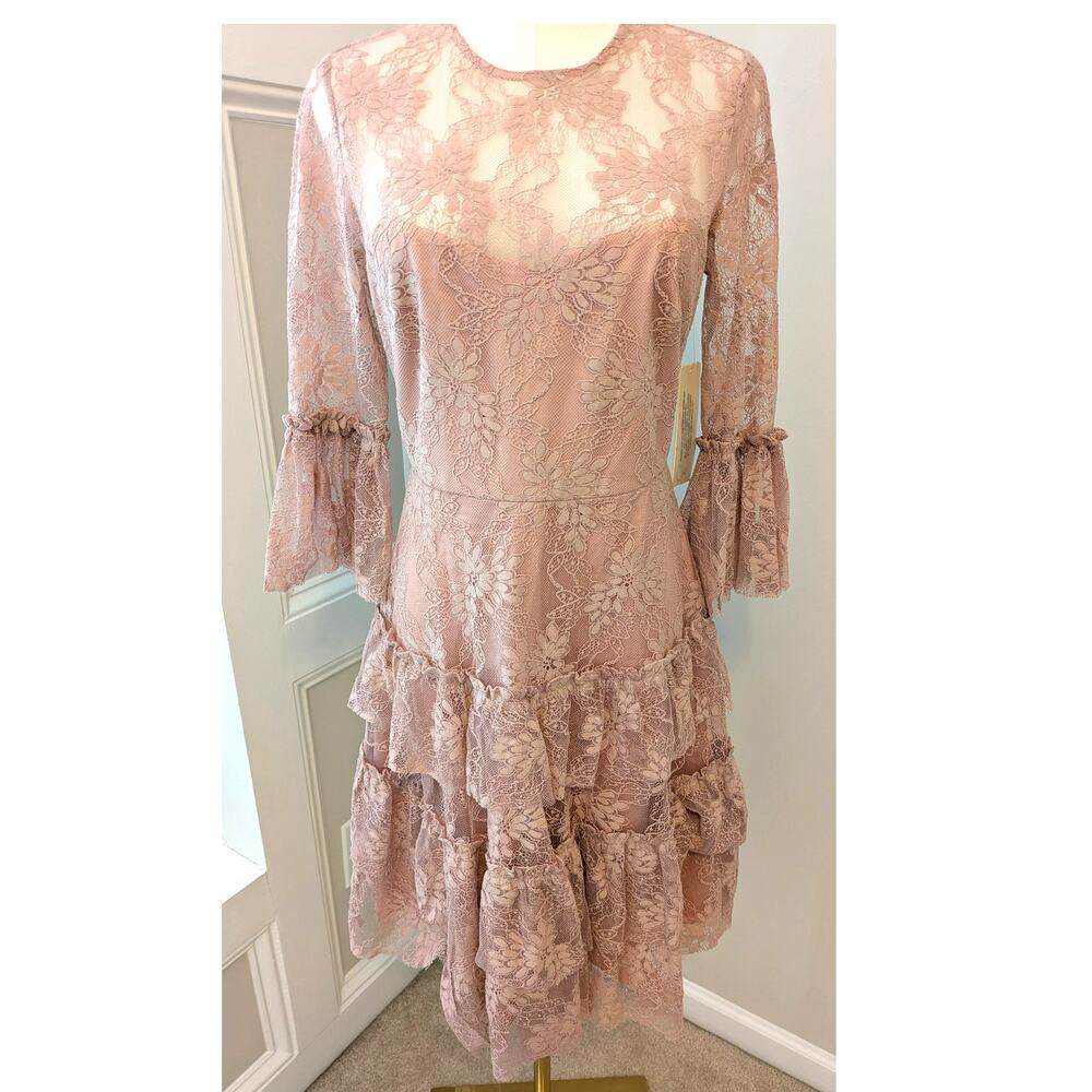 Eliza J Blush Pink Floral Lace Dress